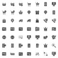 Online shopping e-commerce vector icons set Royalty Free Stock Photo