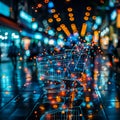 Online shopping experience, virtual storefront, seamless transactions, e-commerce trends, selective focus, bustling market