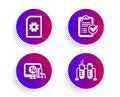 Online shopping, File management and Survey checklist icons set. Chemistry beaker sign. Vector