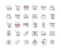 Online Shopping filled outline icon set.