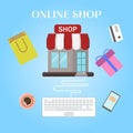 Online shopping. Flat design vector illustration