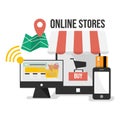 Online shopping flat design vector Royalty Free Stock Photo