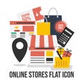 Online shopping flat design vector Royalty Free Stock Photo