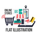 Online shopping flat design vector Royalty Free Stock Photo