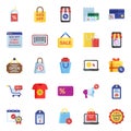 Online Shopping Flat Icons Pack Royalty Free Stock Photo