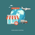 Online shopping flat illustration Royalty Free Stock Photo