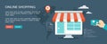 Online shopping flat illustration Royalty Free Stock Photo