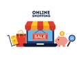 Online shopping flat Royalty Free Stock Photo