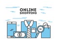 Online shopping flat Royalty Free Stock Photo