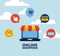 Online shopping flat Royalty Free Stock Photo