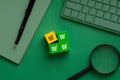 Online shopping icon on colorful puzzle cube