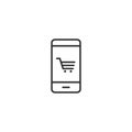 Online shopping icon in flat style. Smartphone store vector illustration on white isolated background. Market business concept Royalty Free Stock Photo