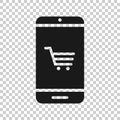 Online shopping icon in flat style. Smartphone store vector illustration on white isolated background. Market business concept Royalty Free Stock Photo