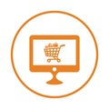 Online, shopping icon. Orange vector sketch.