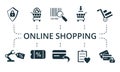 Online Shopping icon set Collection contain pack of pixel perfect creative icons. Online Shopping elements set