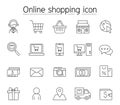 Online shopping icon set in thin line style Royalty Free Stock Photo