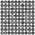 100 online shopping icons set black circle Royalty Free Stock Photo