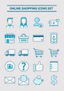 Online shopping icons set