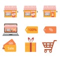 Online shopping icons set, payment elements vector illustrationE-commerce icons set