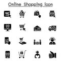 Online shopping icons set vector illustration graphic design Royalty Free Stock Photo