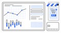 Online Shopping Interface with Data Analytics Dashboard and Mobile Purchase Option Royalty Free Stock Photo