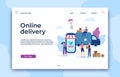 Online shopping landing page. Shop website, modern store business pages and ecommerce internet payment vector concept illustration Royalty Free Stock Photo
