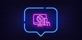 Online shopping line icon. Sale discount sign. Neon light speech bubble. Vector Royalty Free Stock Photo