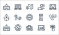 Online shopping line icons. linear set. quality vector line set such as shop, shopping basket, open, laptop, sale, box, online Royalty Free Stock Photo