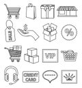 Online shopping line icons set Royalty Free Stock Photo