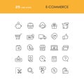 Online shopping line icons set Royalty Free Stock Photo