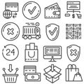 Online shopping line icons set Royalty Free Stock Photo