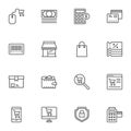 Online shopping line icons set Royalty Free Stock Photo