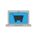 Online shopping linear icon. Vector illustration