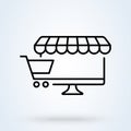 Online shopping linear style. Marketing and Digital marketing icon. online shopping vector illustration