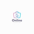 Online shopping logo design, shopping logo design template, modern and creative shopping logo vector, click shop logo icon design. Royalty Free Stock Photo