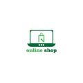 Online shopping logo illustration of a color  design computer Royalty Free Stock Photo