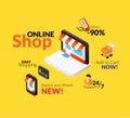 Online shopping logo set