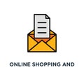 online shopping and marketing strategy icon. abandoned cart email remainder, promotion offering, thin concept symbol design, news