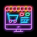 Online Shopping neon glow icon illustration Royalty Free Stock Photo