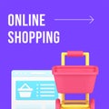 Online shopping order marketplace browser social media post design template 3d realistic vector Royalty Free Stock Photo