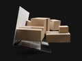 Online shopping packages delivery 3d-illustration