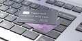 Online payment, shopping concept, Credit cards on laptop keyboard background. 3d illustration Royalty Free Stock Photo