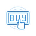 Online shopping registration vector line icon. Marketing payment custom estore application.