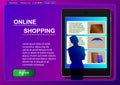 Online Shopping. Sale, consumerism and people concept. A woman in an online store using a tablet selects products.