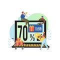 Online shopping sale, deals, discounts, vector flat illustration Royalty Free Stock Photo