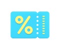 Online shopping sale discount loyalty card percentage special offer blue tag 3d icon vector