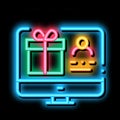 online shopping and sale gift neon glow icon illustration Royalty Free Stock Photo