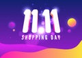 11.11 Online Shopping sale poster or flyer design. Singles day sale banner. Global shopping world day.