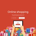 Online shopping on tablet - christmas gifts