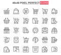 Online shopping thin line icon set. Royalty Free Stock Photo